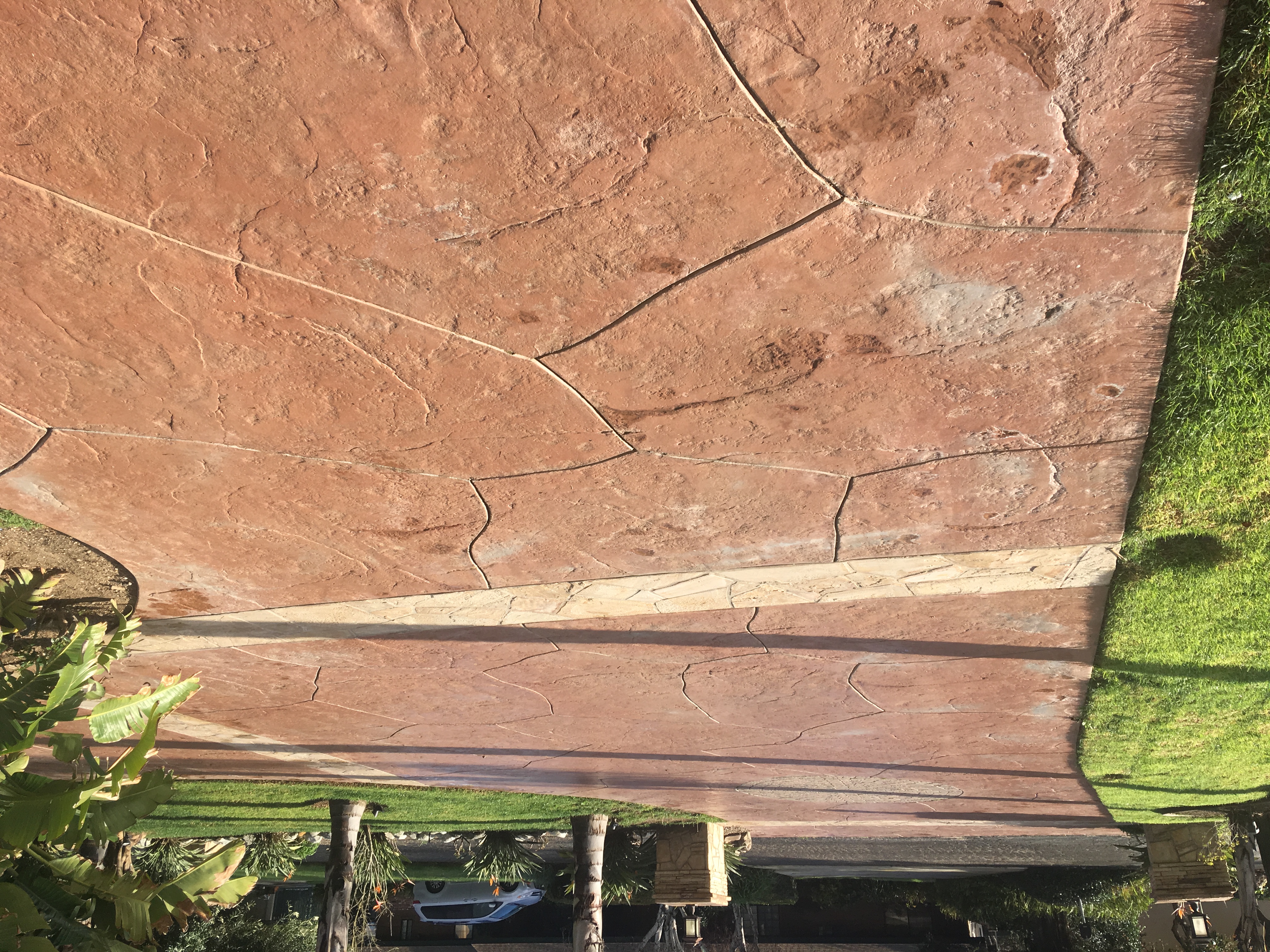 Stamped concrete stone driveway